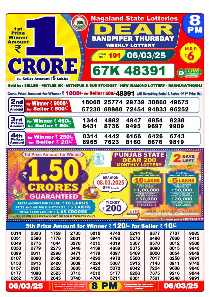 dear lottery result today 8 pm 06.03.2025